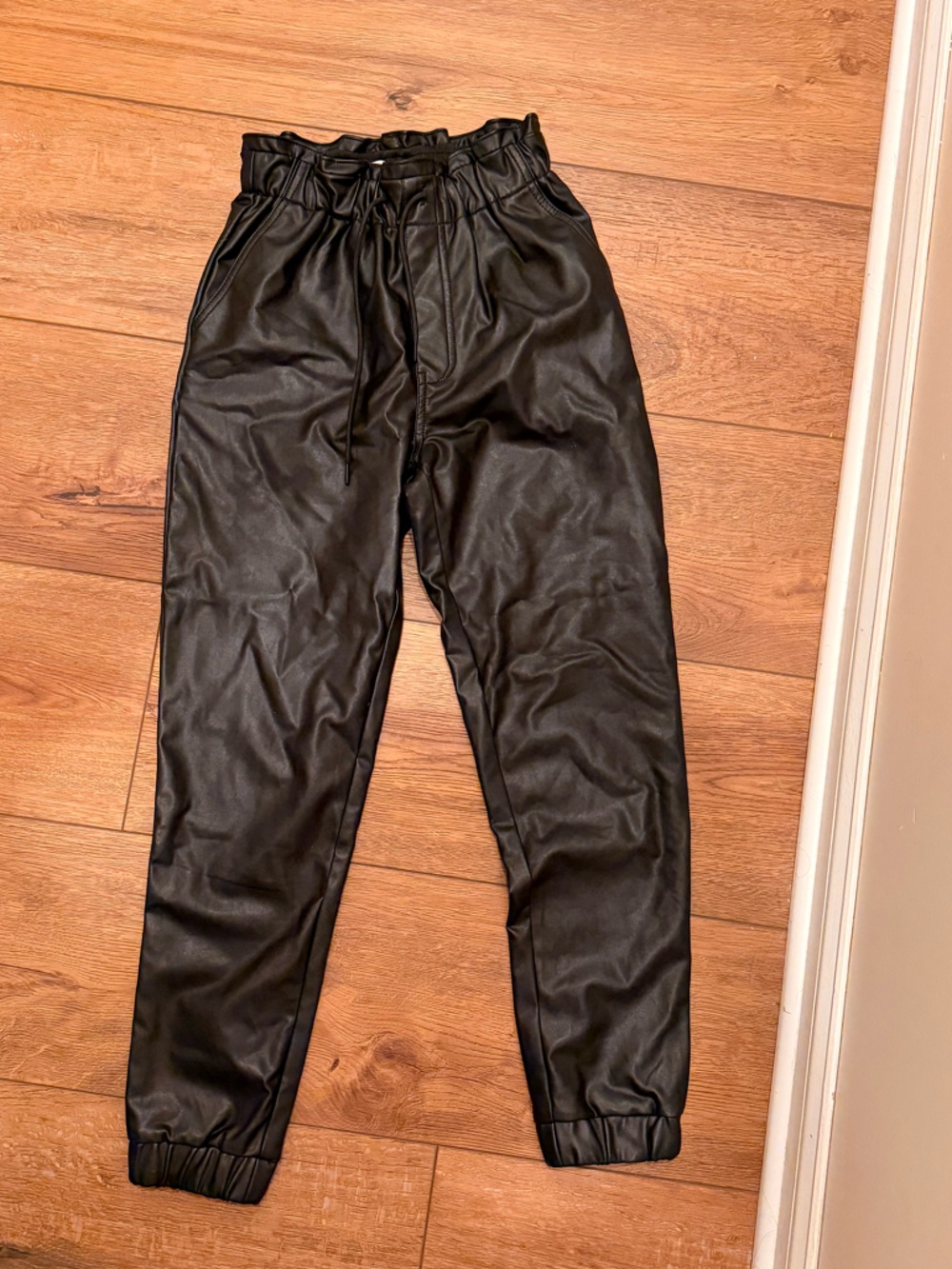 Abercrombie & Fitch Black Faux Leather Jogger Pants